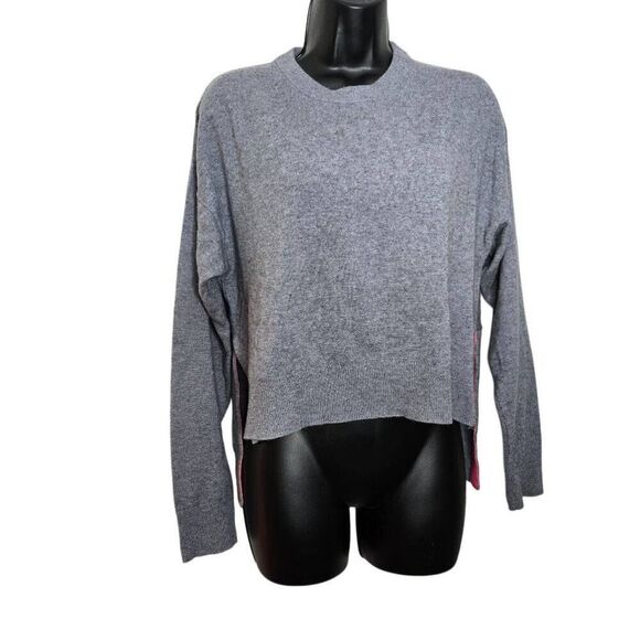 T Alexander Wang Sweater Jumper Size Small Wool Cropped Front Gray Pink - Picture 3 of 7